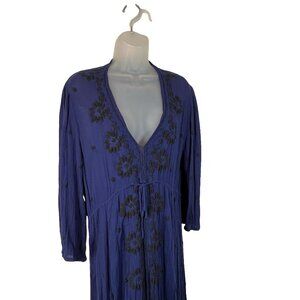 Free People Embroidered Fable Dress in Blue Large